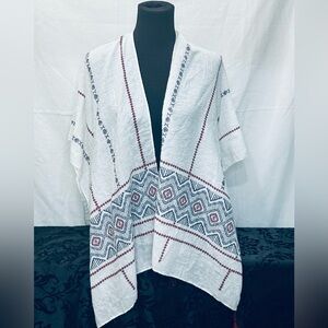 WHITE COVER UP PONCHO SCARF